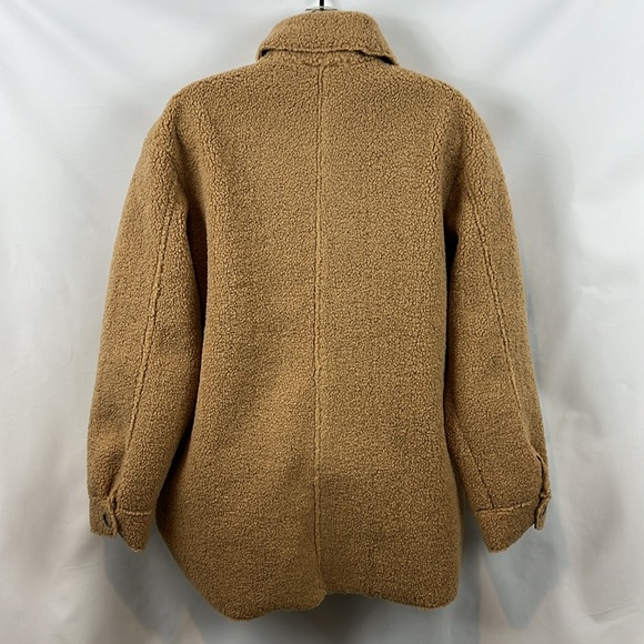 Joie Sherpa Fleece Teddy Shirt Brown Boxy Shacket Oversized Jacket Size S - NEW - Picture 6 of 9